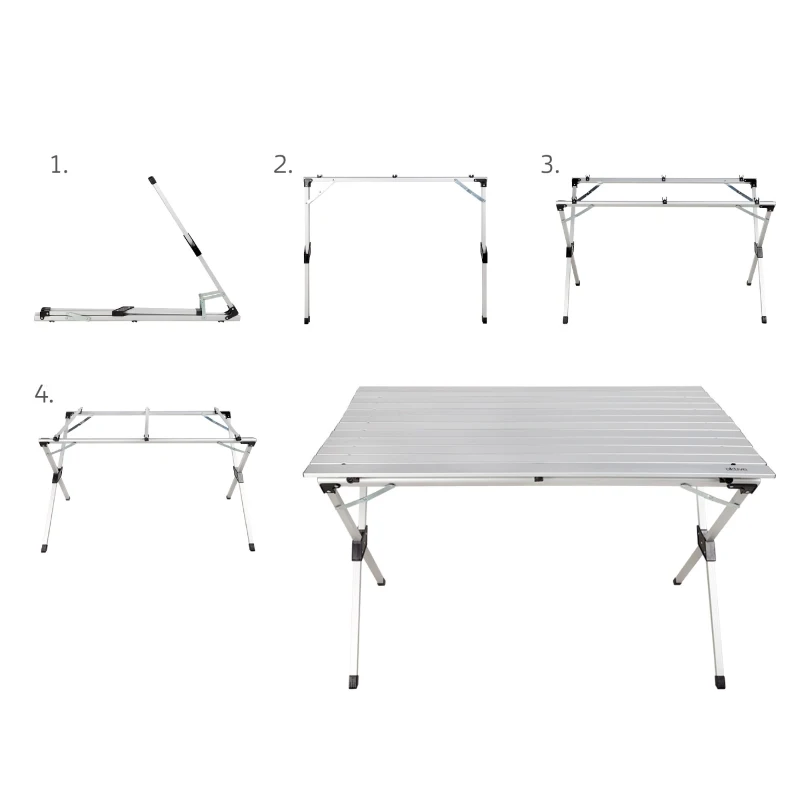 Mesa Plegable de Aluminio Ligera 110x70x70 Cm, Gris