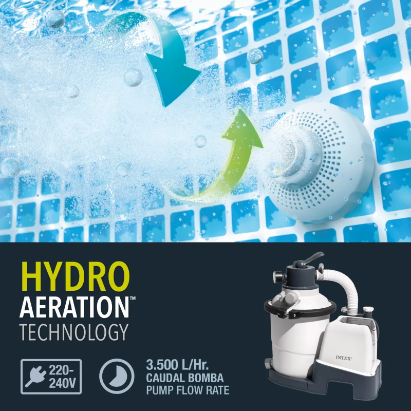 Depuradora Arena Krystal Clear 3.500 L/h 90W para Piscinas Hasta 17.000 L, 47x37,5x33 Cm, Gris
