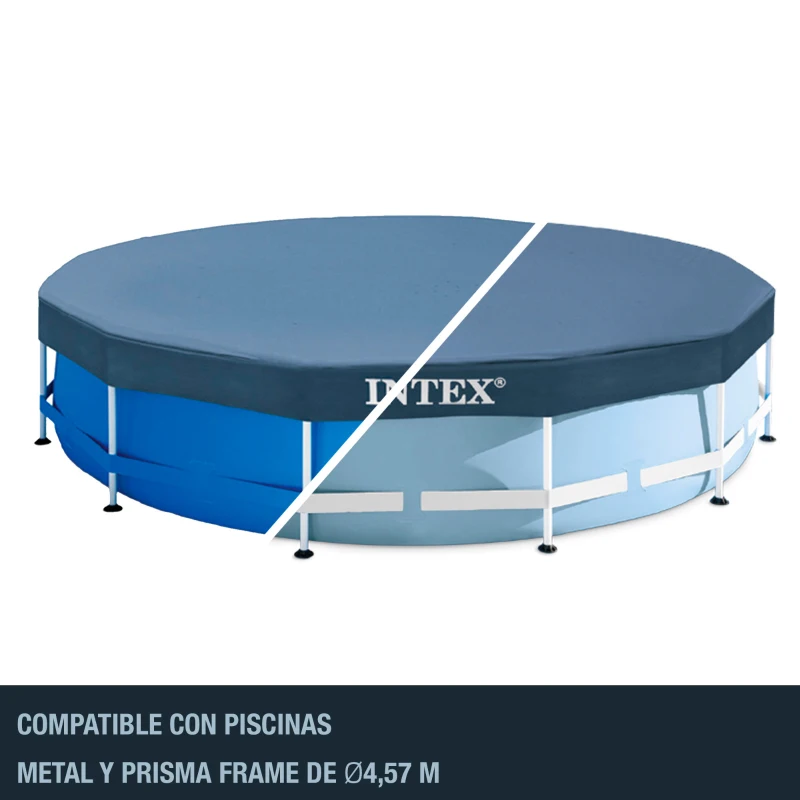 Cobertor Piscina Circular Intex para Metal y Prisma Frame, 457x457x25 Cm, Azul Marino