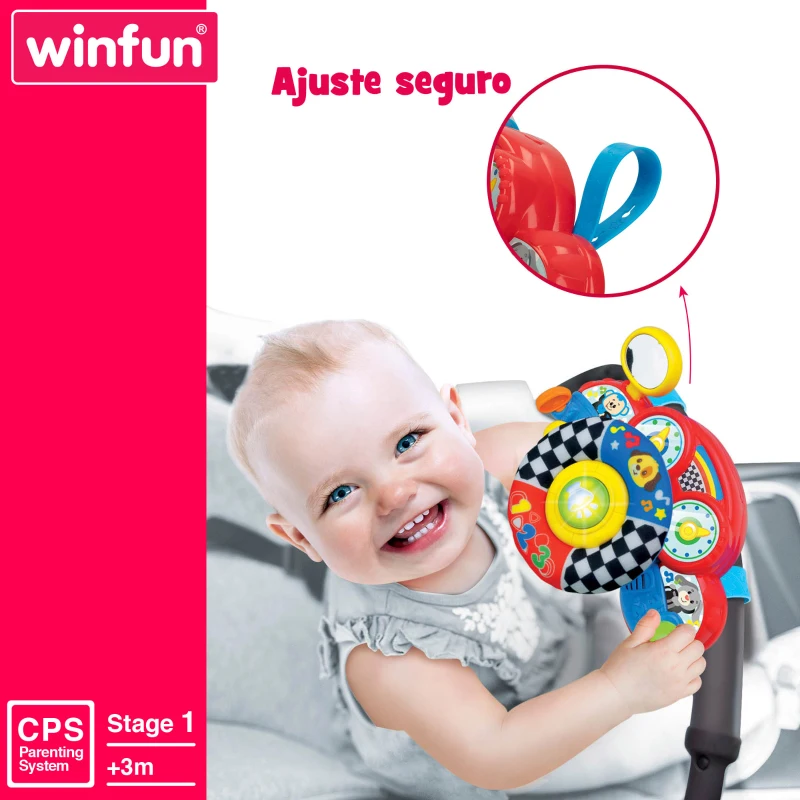Volante para Bebé Interactivo 2 en 1 con Luz y Sonido, 29x10,5x17 Cm, Multicolor