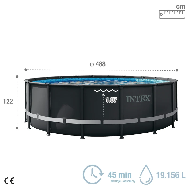 Piscina Elevada Redonda con Depuradora de Arena, 488x122 Cm, Gris Oscuro