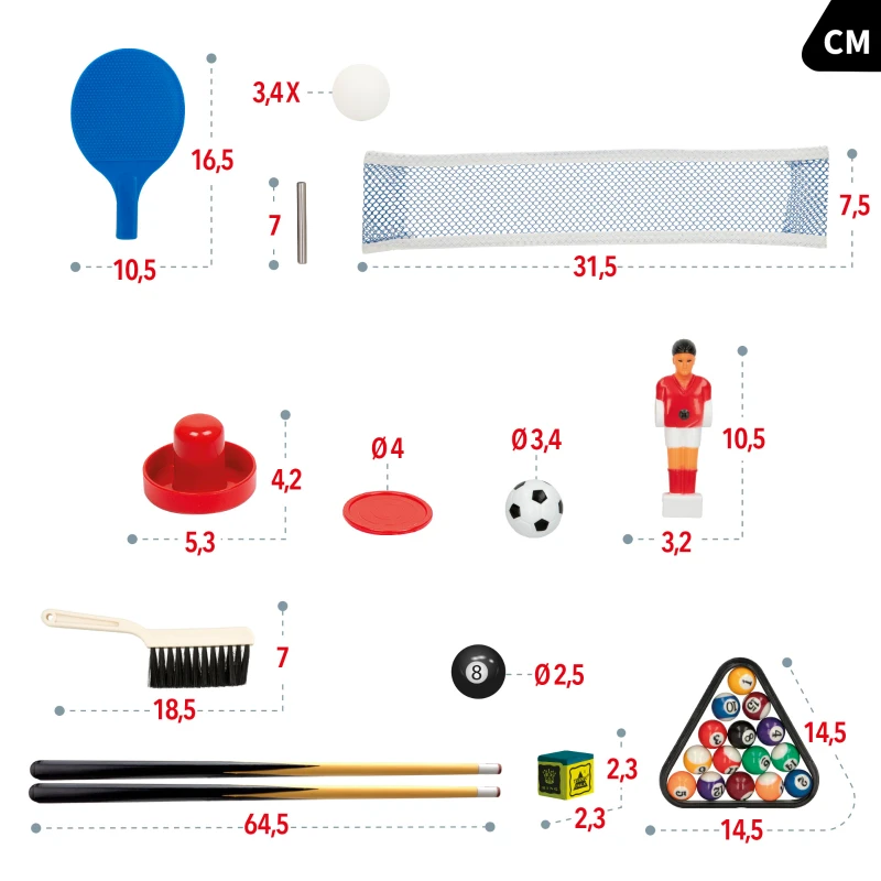 Mesa Multijuegos 4 en 1 de Madera, 87x43x73 Cm, Marrón