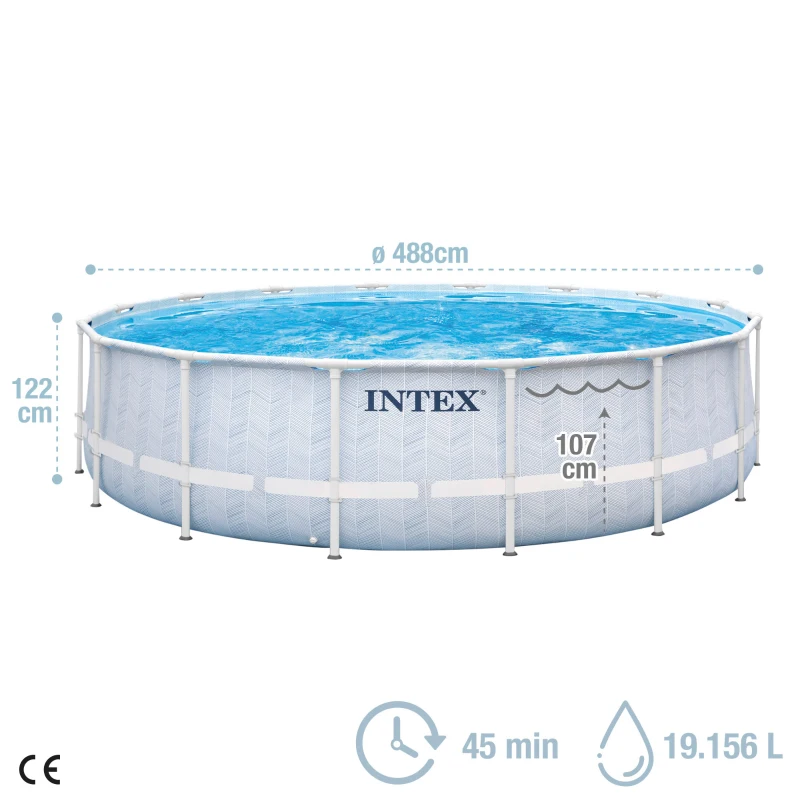 Piscina Desmontable Circular INTEX Prism Frame Premium, 488x488x122 Cm, Gris Claro