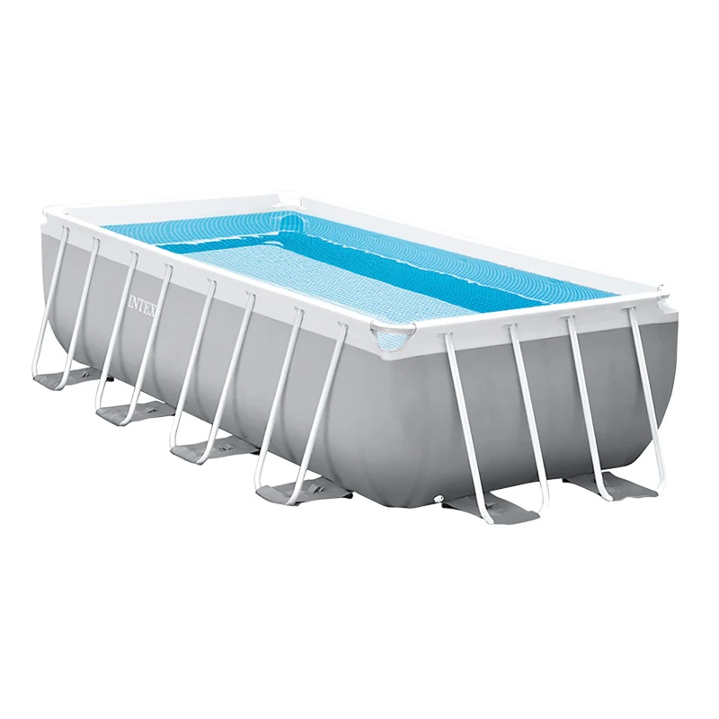 Piscina Desmontable Rectangular Prisma Frame Intex con Depuradora, 400x200x100 Cm, Gris Claro