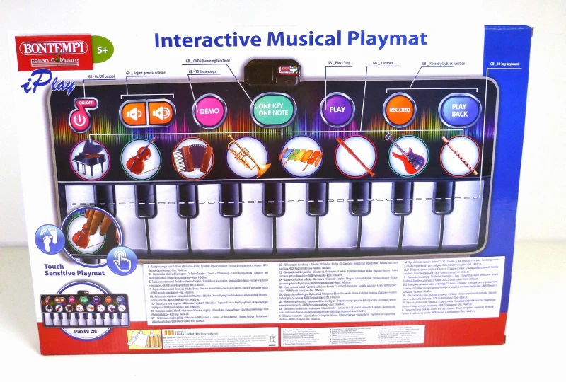 Alfombra Piano Musical Interactiva 10 Teclas y Grabación, 148x67,5x0,5 Cm, Multicolor