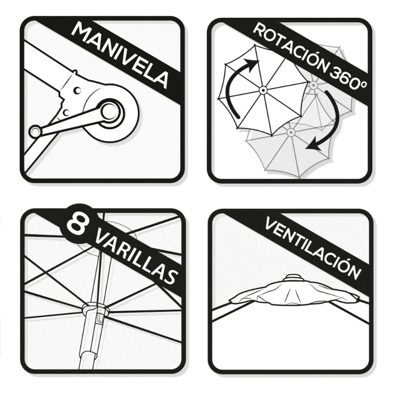 Parasol Excéntrico Mástil Lateral Aluminio, Ø300 Cm, Gris