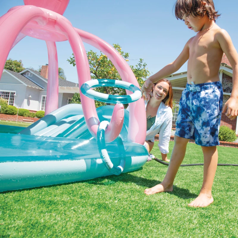 Centro de Juegos Hinchable con Difusor y Tobogán, 183x234x150 Cm, Multicolor