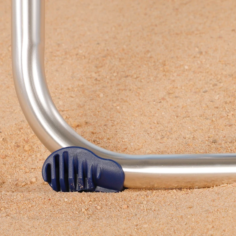 Silla Plegable de Playa Alta Reclinable 5 Posiciones, 47x62x90 Cm, Azul y Gris