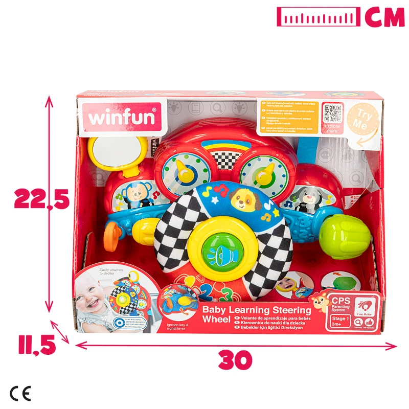 Volante para Bebé Interactivo 2 en 1 con Luz y Sonido, 29x10,5x17 Cm, Multicolor