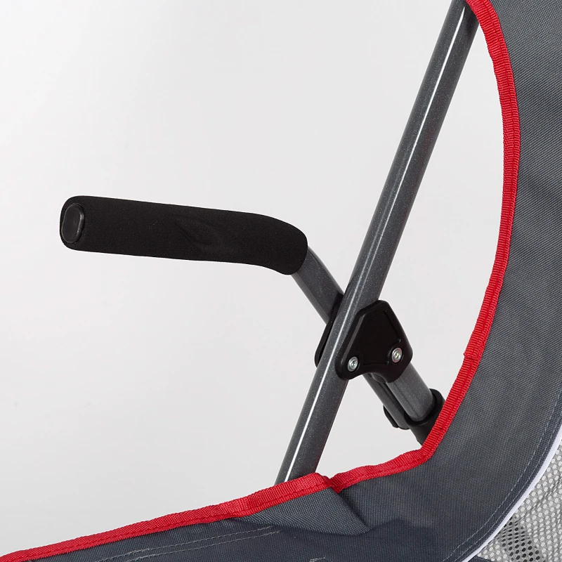 Silla Plegable Camping Antivuelco con Reposabrazos Removibles, 59x68x97 Cm, Gris