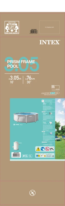Piscina Desmontable Redonda Prism Frame INTEX con Depuradora 1.250 L/h, 305x305x76 Cm, Gris Claro