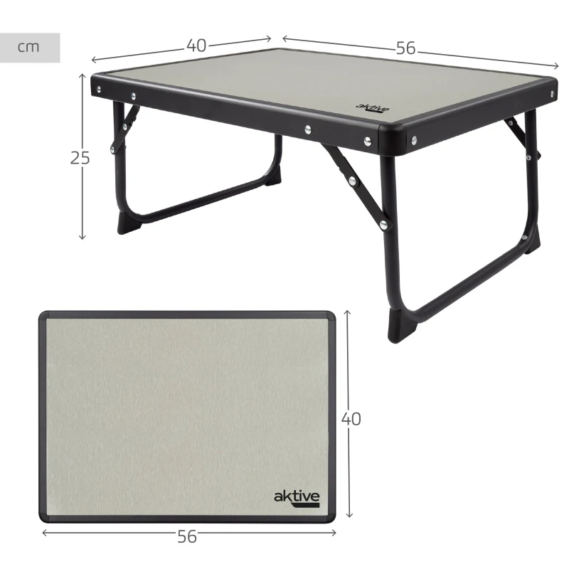 Mesa Plegable Baja Aktive, 56x40x25 Cm, Gris y Negro