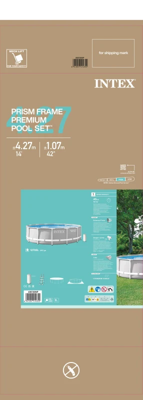 Piscina Desmontable Redonda con Depuradora INTEX Prisma Frame, 427x107 Cm, Gris Claro
