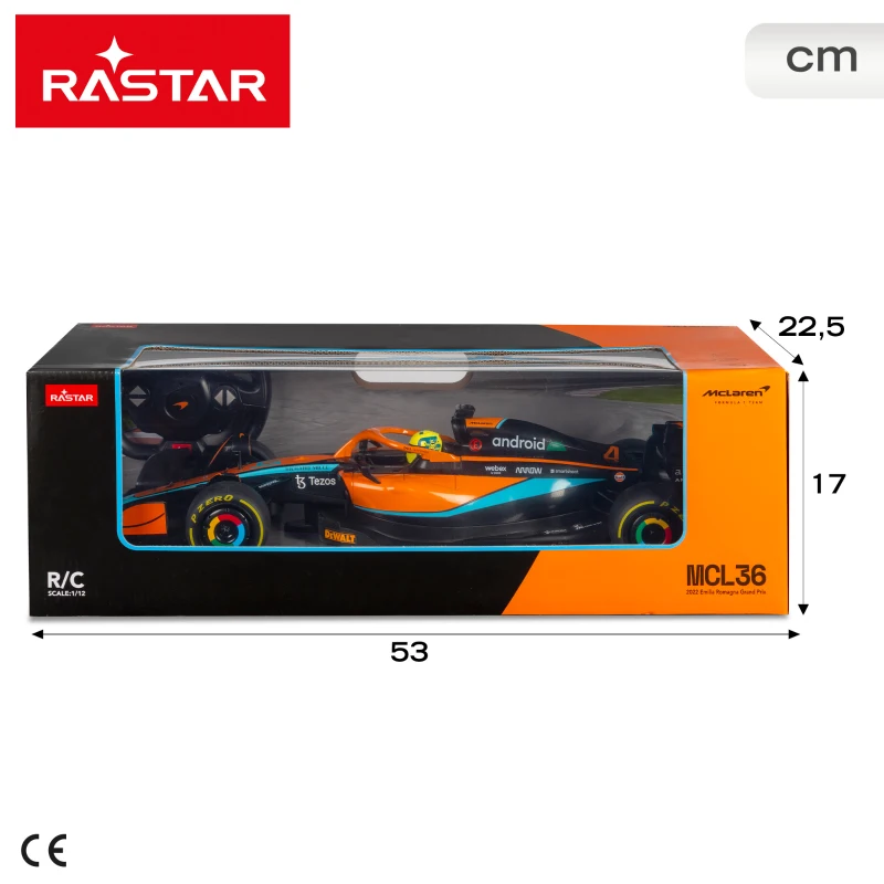 Coche Teledirigido McLaren MCL36 Escala 1:12 con Licencia Oficial, 53x22,5x17 Cm, Naranja