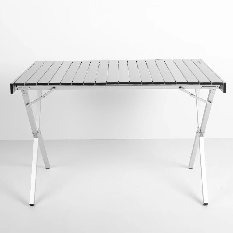Mesa Plegable Camping Aluminio Antideslizante Desmontable, 20x14x107 Cm, Plateado