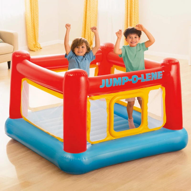 Saltador Hinchable Intex con Suelo Inflable y Red Reforzada, 174x174x112 Cm, Rojo, Amarillo y Azul