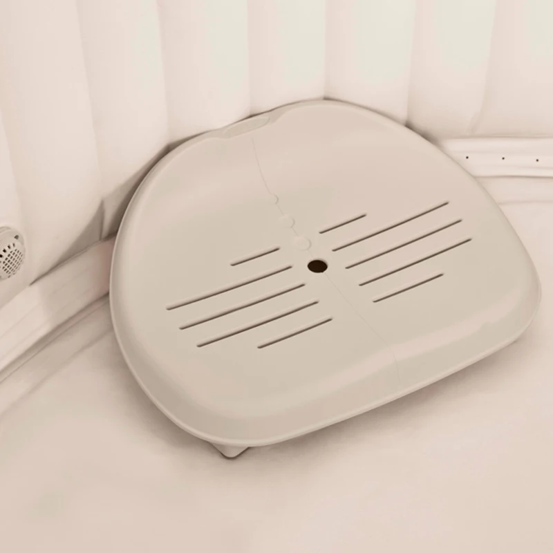 Asiento Spa Regulable en 2 Alturas y Antideslizante, 47x36x22 Cm, Crema
