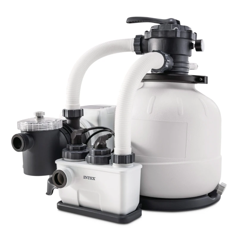 Sistema Combinado INTEX Depuradora de Arena 7.900 L/h Clorador Salino 7 G/h, 65x48x56 Cm, Azul