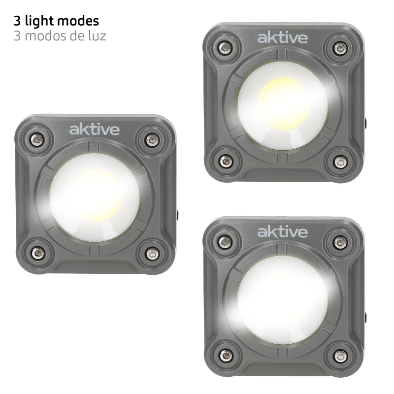 Foco LED Portátil 1000 Lúmenes 3 Posiciones IP44, 12x6x21 Cm, Negro