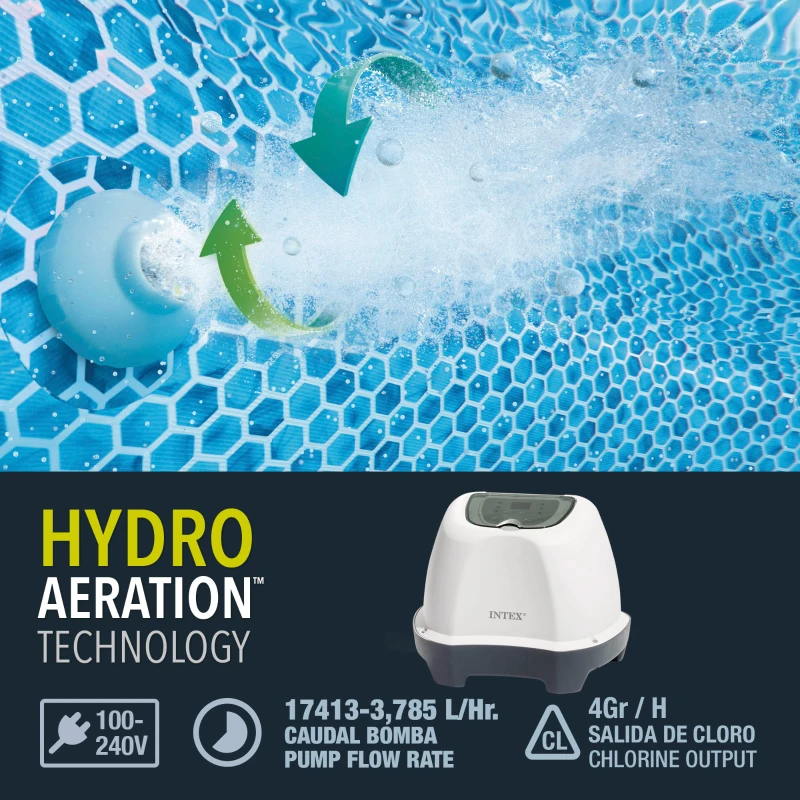Clorador Salino 4 G/h para Piscinas de Hasta 17.000 L, 33x25,5x27,5 Cm, Blanco