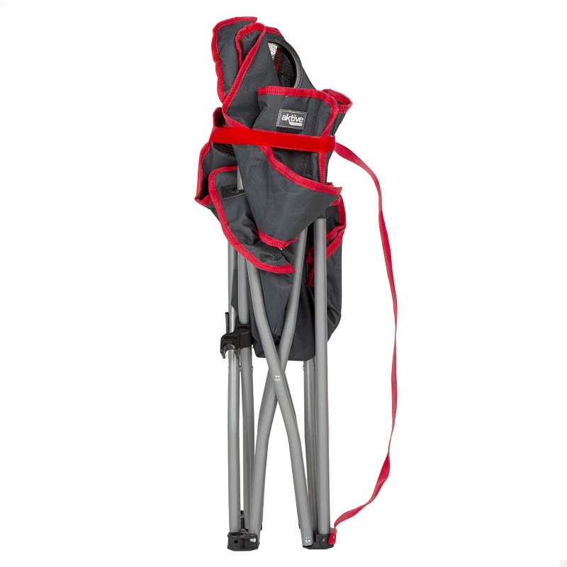 Silla Baja Plegable de Camping Poliéster 600D y Estructura de Acero, 15x15x70 Cm, Gris