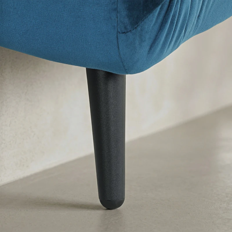 HOMCOM Poltrona Letto Pieghevole Trasformabile con Schienale Regolabile, Blu