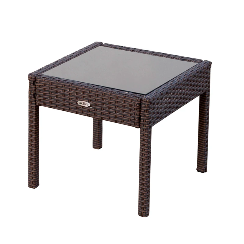Conjunto Muebles de Jardín 2 Sillones y Mesa con Cojines, 54,5x59x79 Cm, Marrón Oscuro