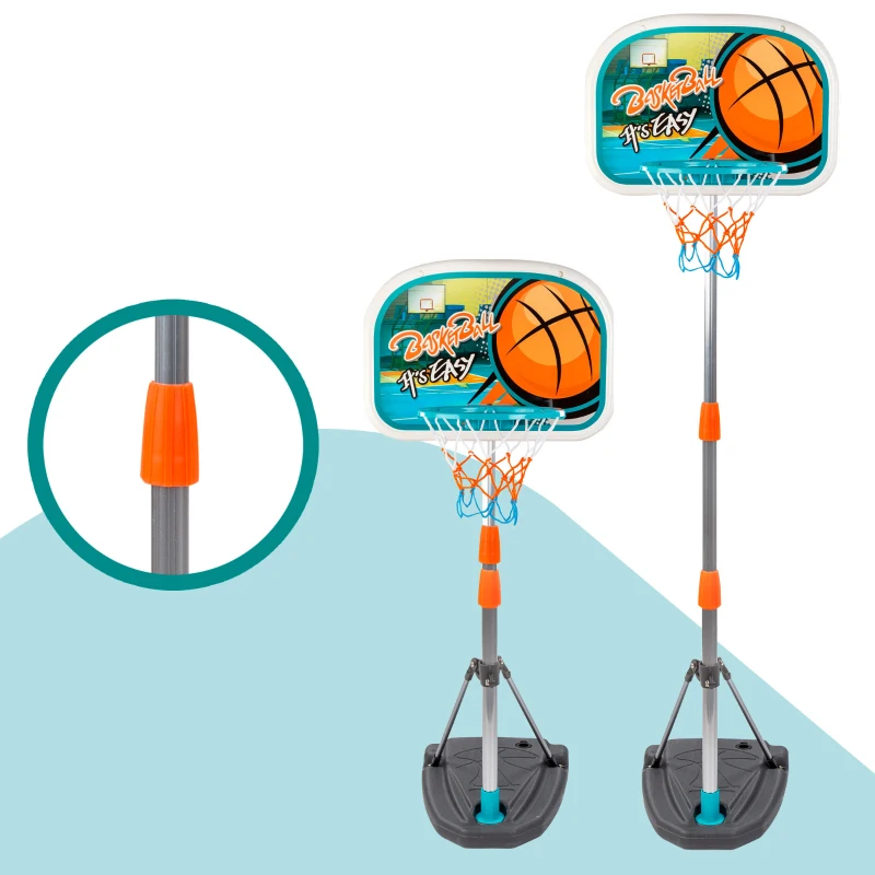 Canasta de Baloncesto Infantil Portátil Ajustable, 46,5x40x165 Cm, Negro