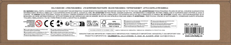 Litera de Madera para Muñecas Doble con Escalera, 31x16x26 Cm, Rosa Palo