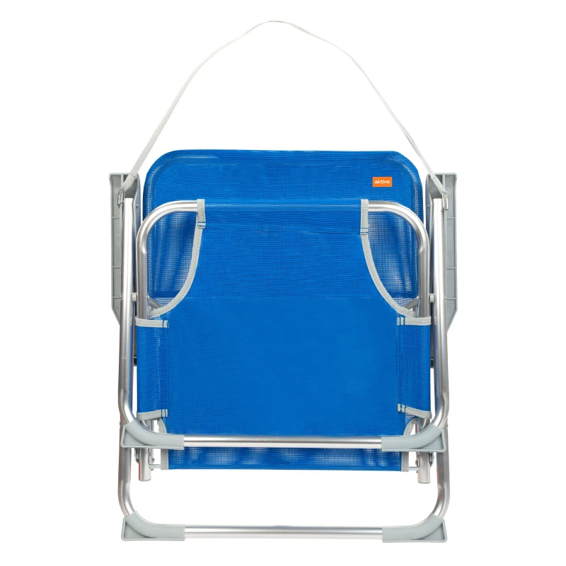 Silla Playa Baja Plegable Aktive Beach Respaldo Fijo, Aluminio y Textileno, 44x40x72 Cm, Azul