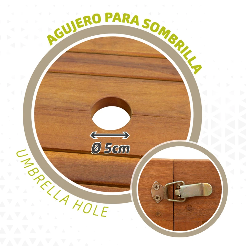 Mesa de Jardín Extensible Acacia 150/175/200x100x74 Cm, Madera Natural