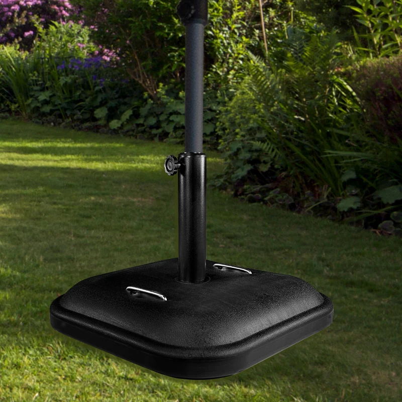 Base Cuadrada para Sombrilla Ajustable Ø38/48 Mm con Asas, 48x48x34 Cm, Negro