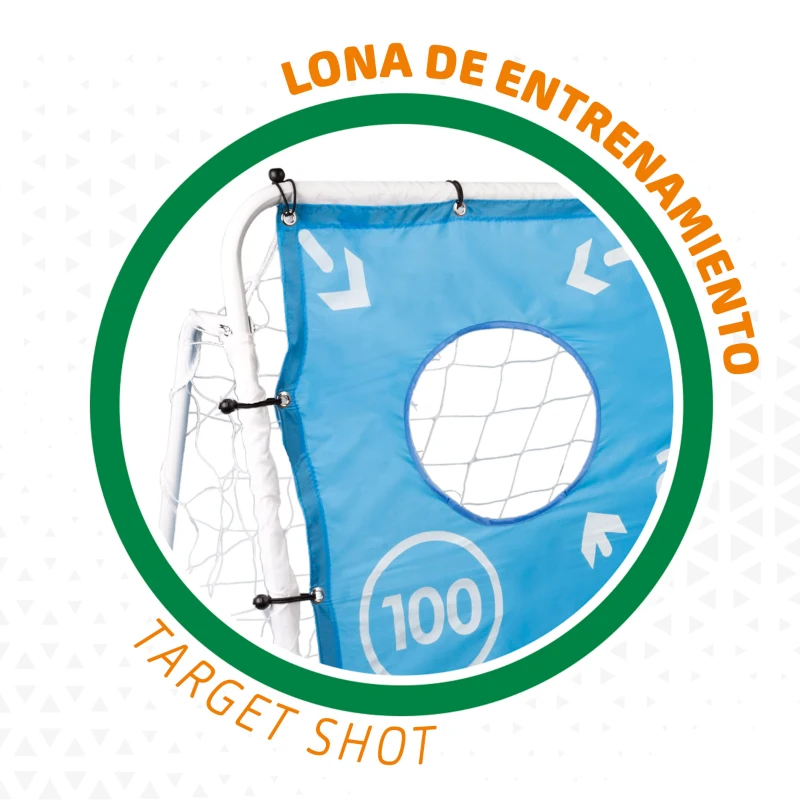 Portería de Fútbol Infantil con Lona de Entrenamiento, 182x91x122 Cm, Blanco