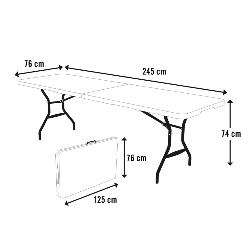 Mesa Rectangular Plegable Lifetime, 245x76x74 Cm, Blanco