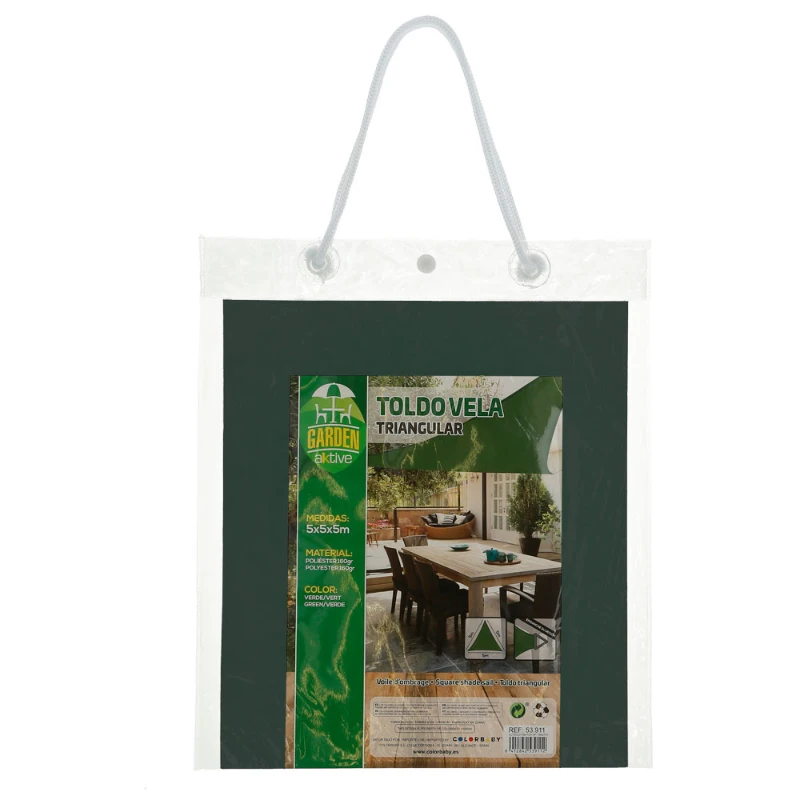 Toldo Vela Triangular Aktive Garden, Poliéster 160 G/m², 500x500x500 Cm, Verde Oscuro