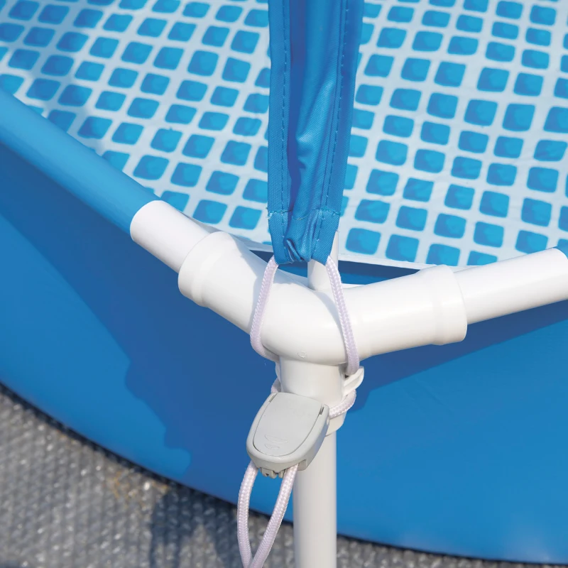 Piscina Desmontable Hexagonal 700 L con Toldo UPF 50+ y Estructura Metálica, 183x183x38 Cm, Azul