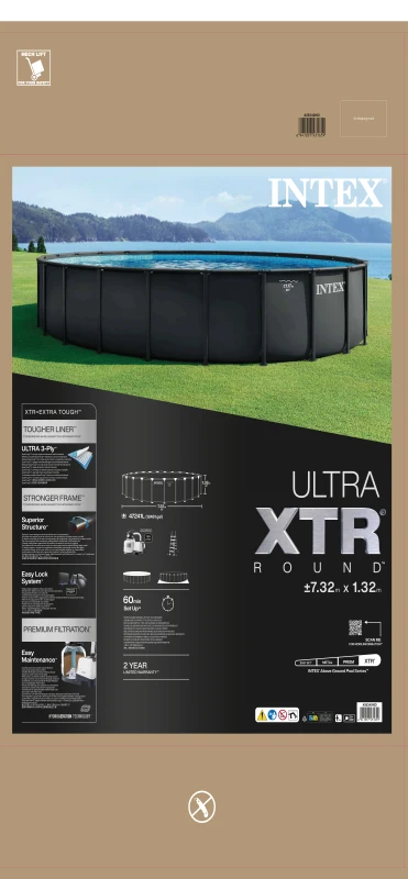 Piscina Desmontable Intex Ultra XTR Frame con Depuradora de Arena, 732x132 Cm, Gris Oscuro
