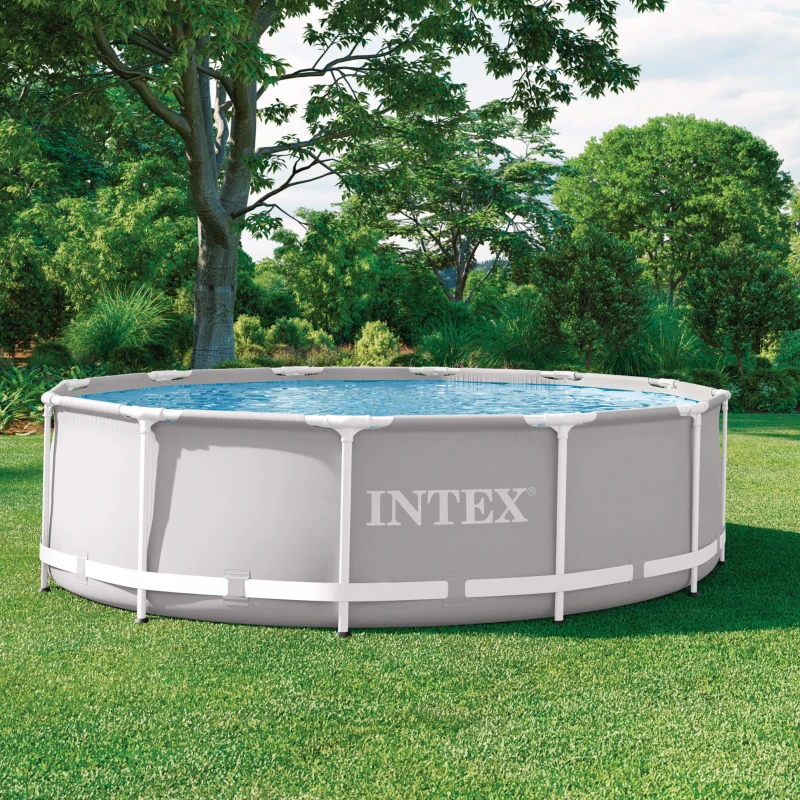 Piscina Desmontable Redonda Intex Prisma Frame con Depuradora, 366x99 Cm, Gris