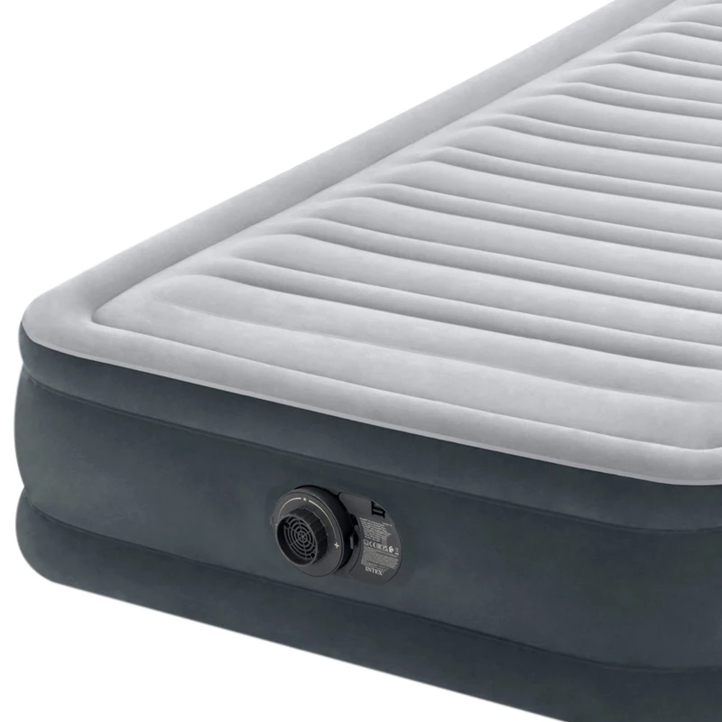 Colchón Hinchable Intex Dura-Beam Deluxe Comfort-Plush con Bomba Integrada, 99x191x33 Cm, Gris