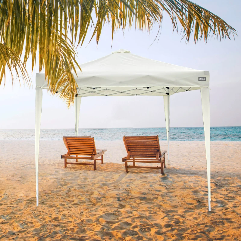 Cenador Plegable con Altura Ajustable, 300x300x240-250 Cm, Blanco