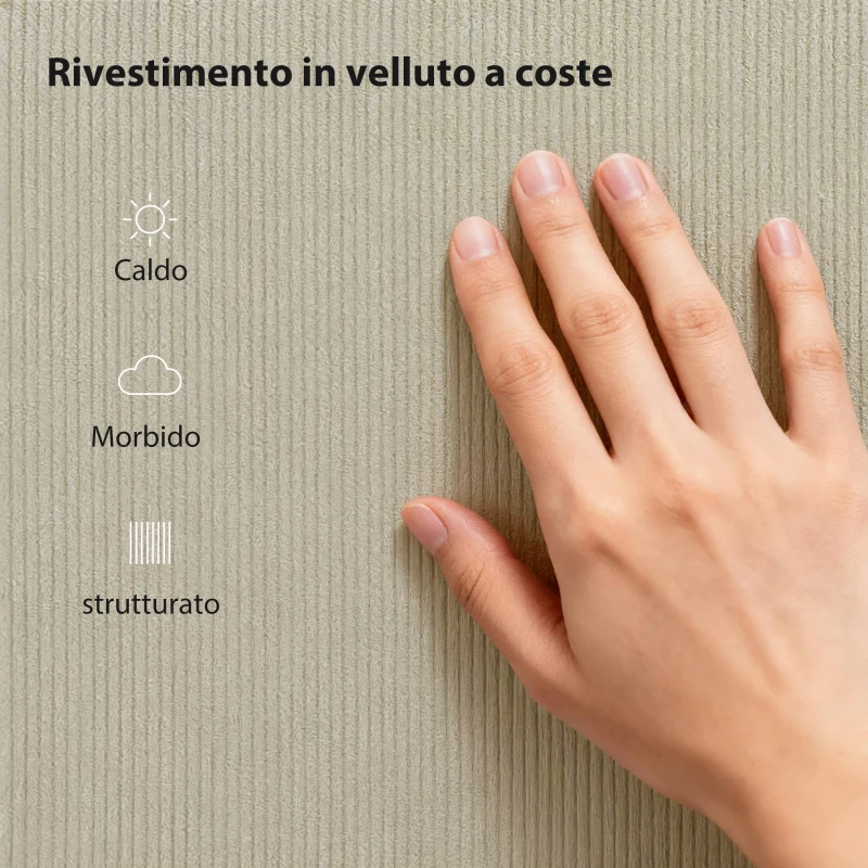HOMCOM Struttura Letto 140x200 cm con Testiera Imbottita Regolabile in Altezza e Doghe, Velluto a Coste, Grigio