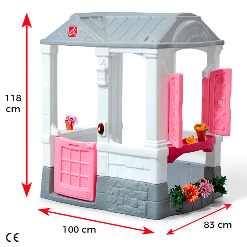 Casita Infantil Step2 con Timbre Real, 2 Macetas y Pala, Rosa