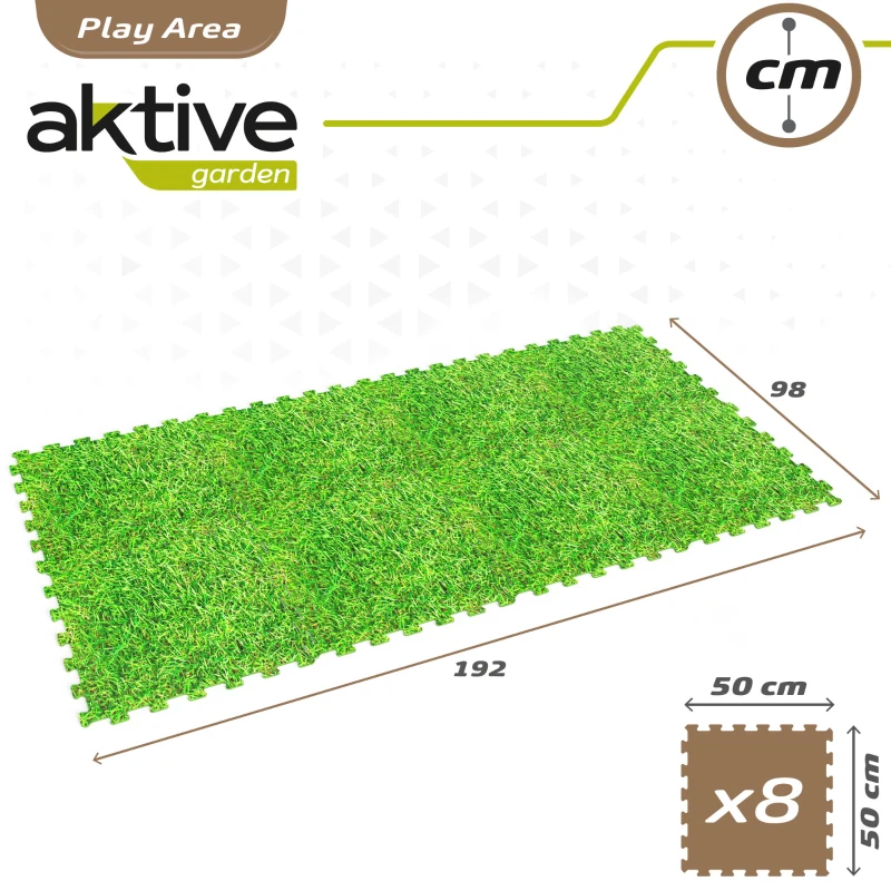 Suelo Protector Puzle Aktive 8 Piezas, 50x50x0,4 Cm, Verde