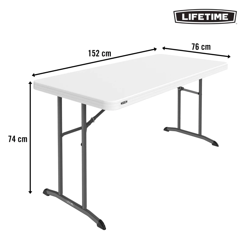 Mesa Plegable Lifetime Patas Abatibles, 152x76x74 Cm, Blanco