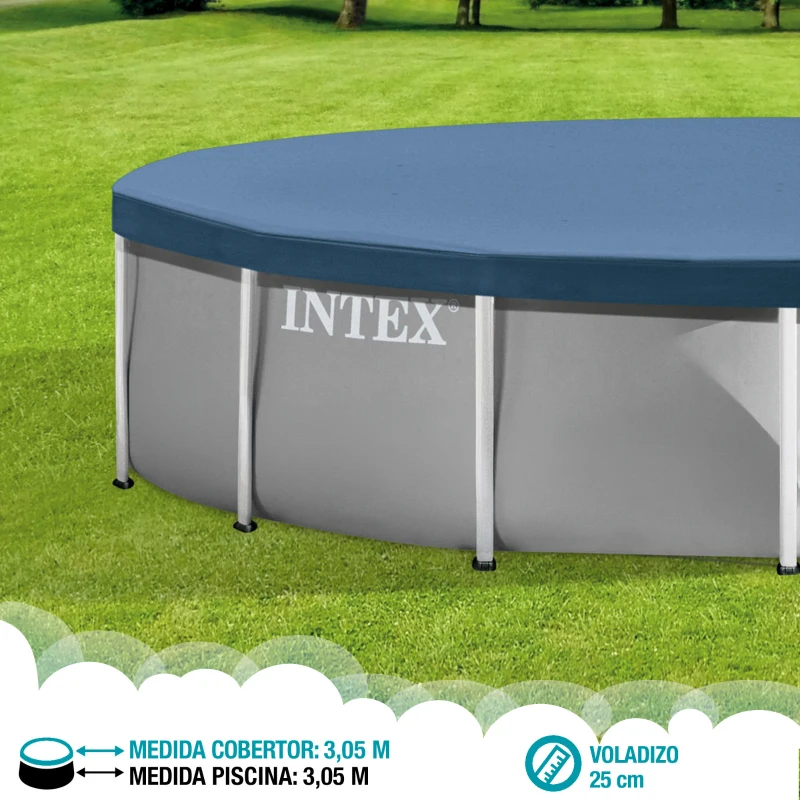 Cobertor Piscina Desmontable Intex para Metal y Prism Frame 305x305x25 Cm, Azul Marino