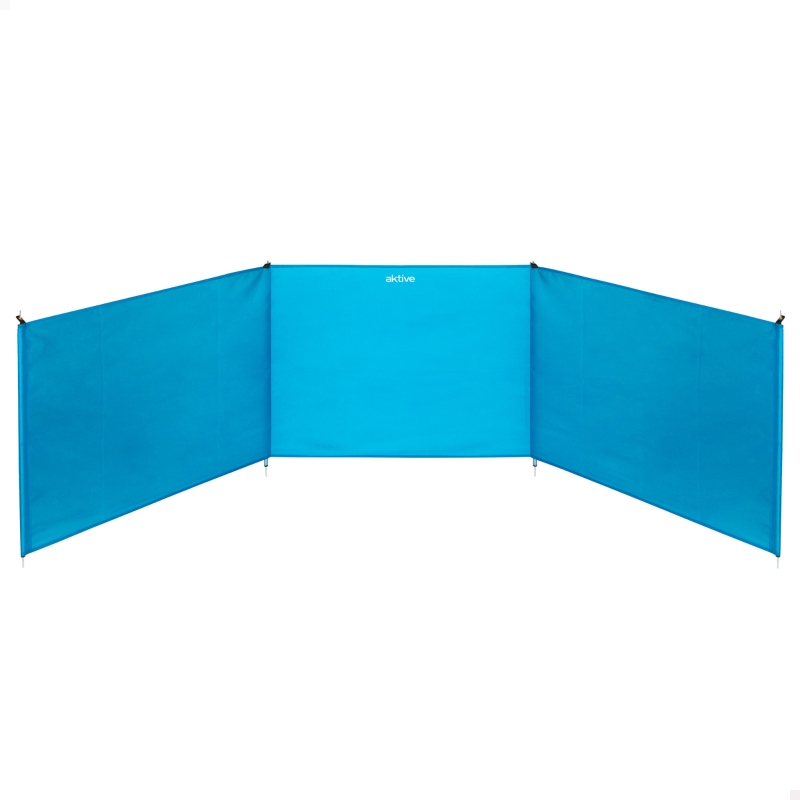 Paravientos de Playa Plegable 3 Paneles de Aluminio, 200x75x1 Cm, Azul