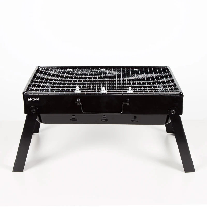 Barbacoa Plegable Portátil de Sobremesa para Carbón, 50x30x23 Cm, Negro