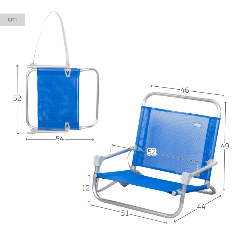 Aktive Silla de Playa Plegable Ultraligera con Asa, 54x8x52 Cm, Azul