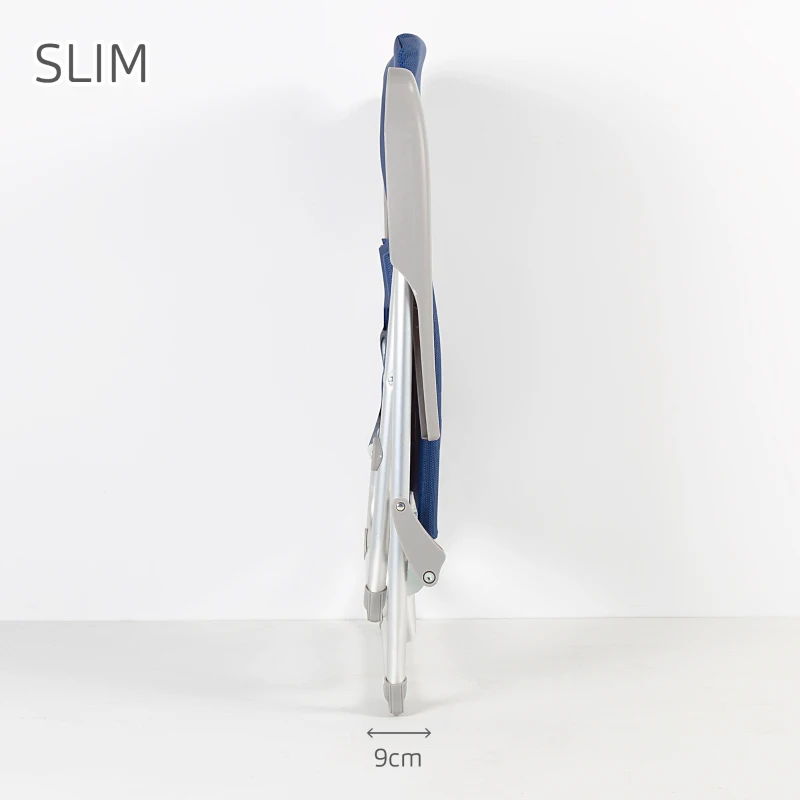 Silla de Playa Plegado Slim Multiposición, 47x56x89 Cm, Azul Marino