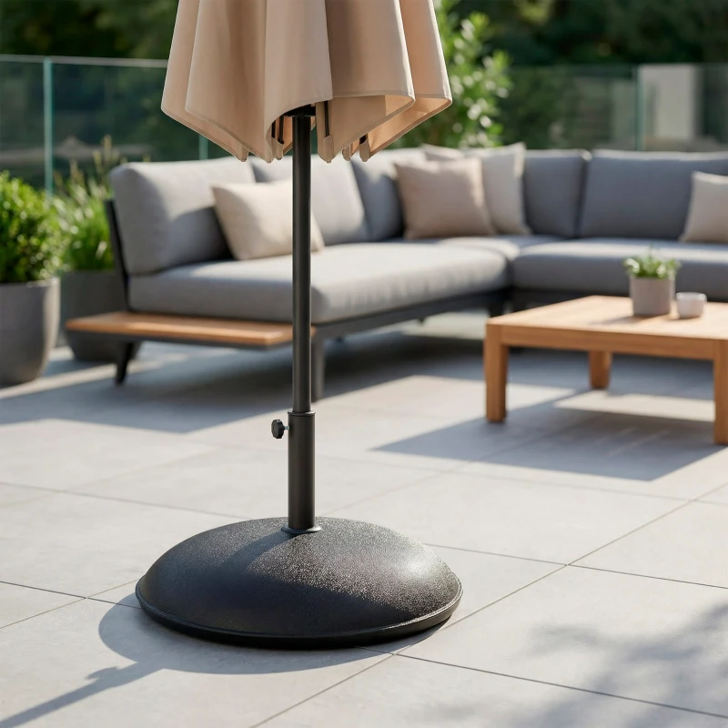 Base para Sombrilla Poliresina Rosca Ajustable 35/48 Mm, 45x45x33 Cm, Negro
